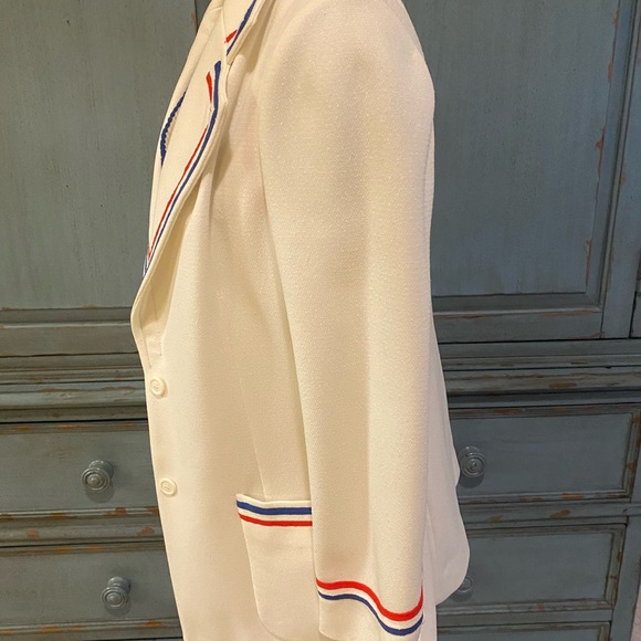 Vintage Act III V Neck Sleeveless Sweater & Matching Jacket Cream Red And Blue - Picture 3 of 8
